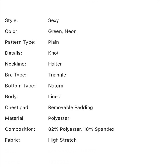 🆕Neon Lime Rib Triangle Halter Bikini Swimsuit👙 - Picture 6 of 6